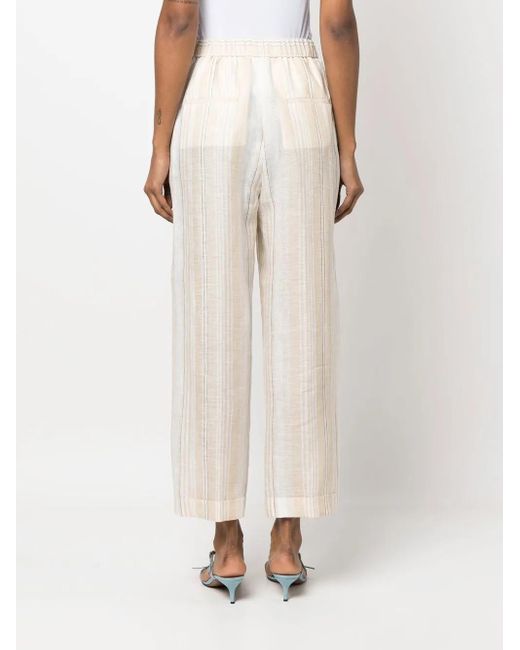 Peserico White Striped Palazzo Pants
