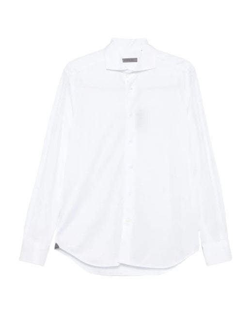 Corneliani White Long-Sleeve Buttoned-Up Shirt for men