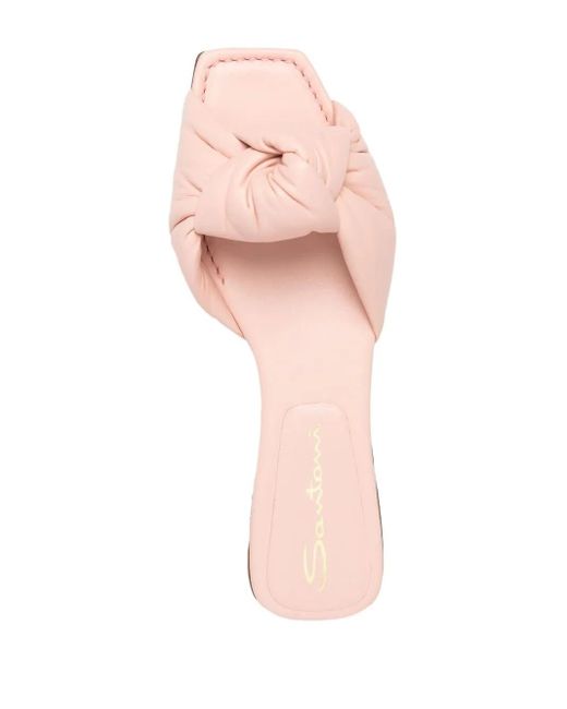 Santoni Pink Knot-Detail Leather Sandals