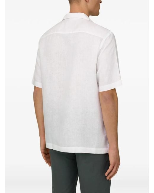 Boggi White Regular Fit Linen Shirt for men