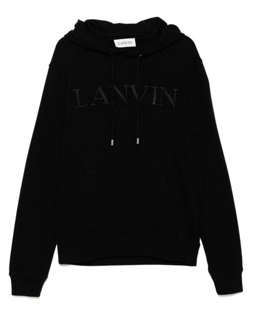 Lanvin Black Embroidered Hoddie for men