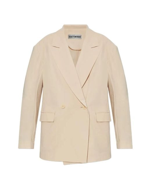 Issey Miyake White Looped Double-Breasted Blazer