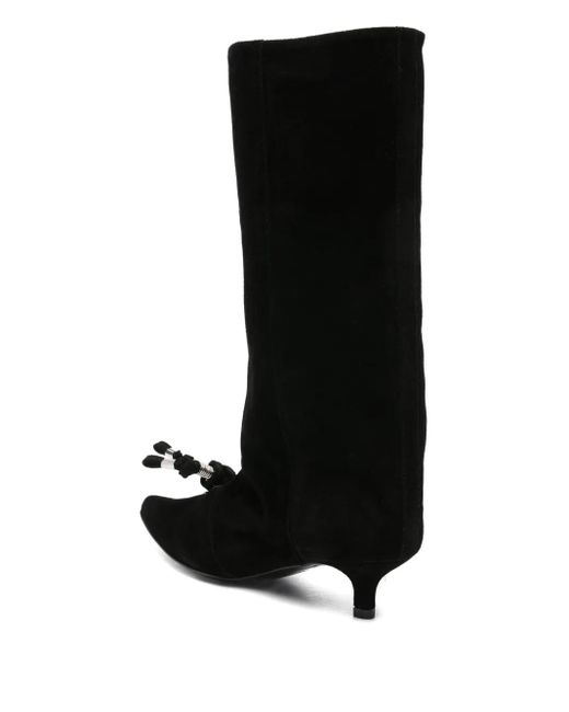 Toga Black 45Mm Knotted-Tassel Suede Boots