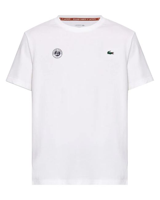 Lacoste White X Rolland Garros Crew-Neck T-Shirt for men