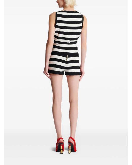 Balmain Black Mariniere Knitted Top