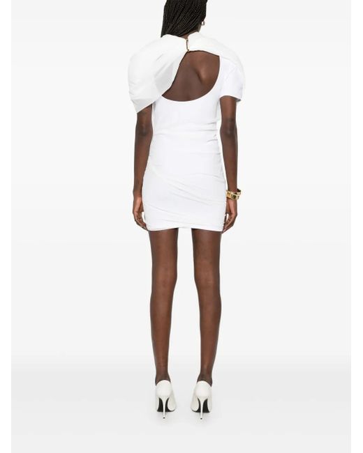 Jacquemus White Castagna Cutout Draped Chiffon Mini Dress