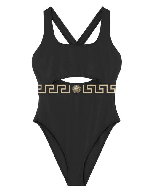 Versace Black Einteiliger Badeanzug Mit Eckigem Ausschnitt