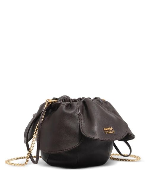 Bimba Y Lola Black Ebony Leather Pétalo Bag