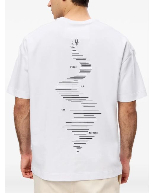 Hamza White Graphic-Print T-Shirt for men