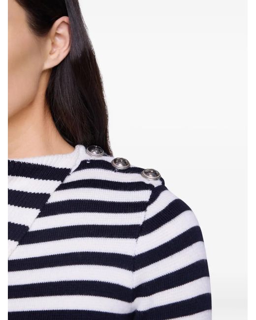 Rabanne Blue Asymmetrical Striped Sweater