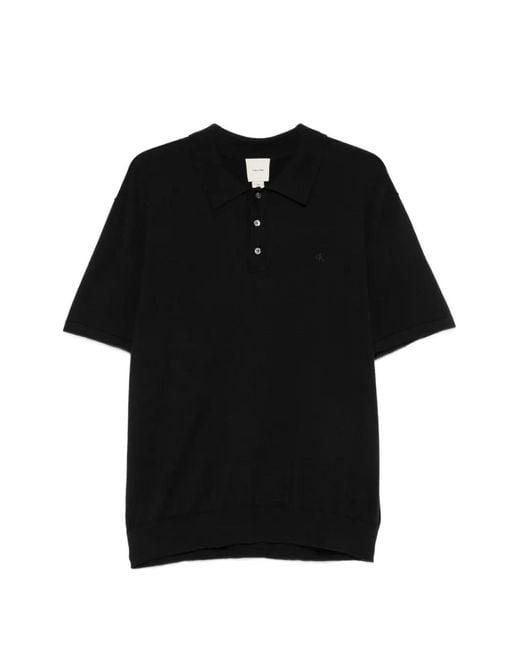Calvin Klein Black Short-Sleeve Logo-Embroidered Polo Shirt for men