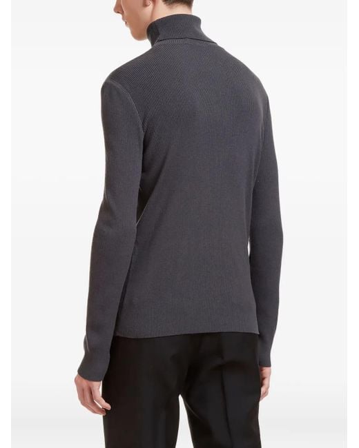 Aiezen Gray Ribbed Turtleneck Sweater for men
