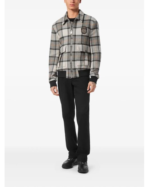 Billionaire Gray Check-Pattern Jacket for men