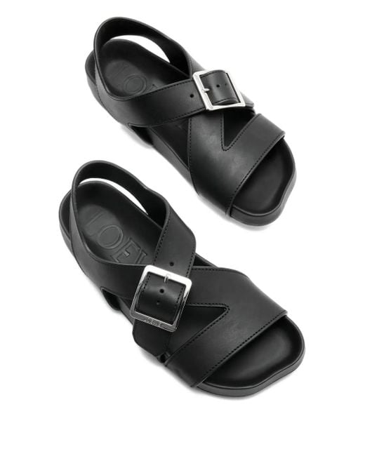 Loewe Black Buckle-Strap Flat Sandals