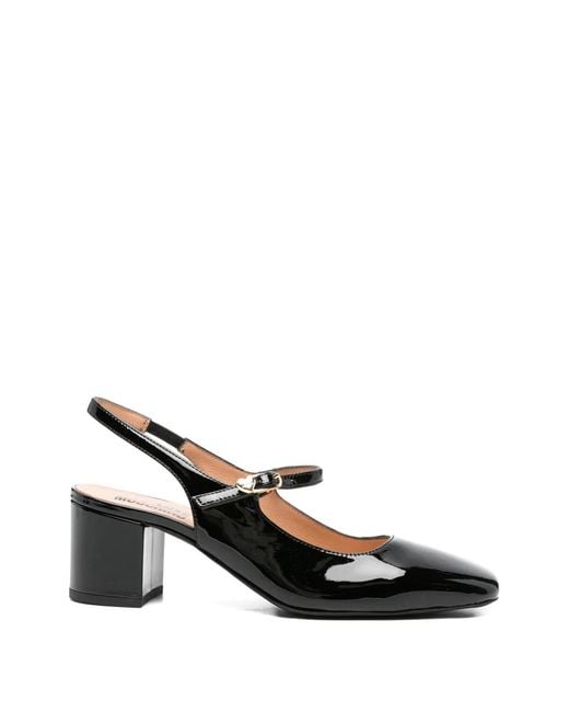 Love Moschino Black Square-Toe Leather Pumps