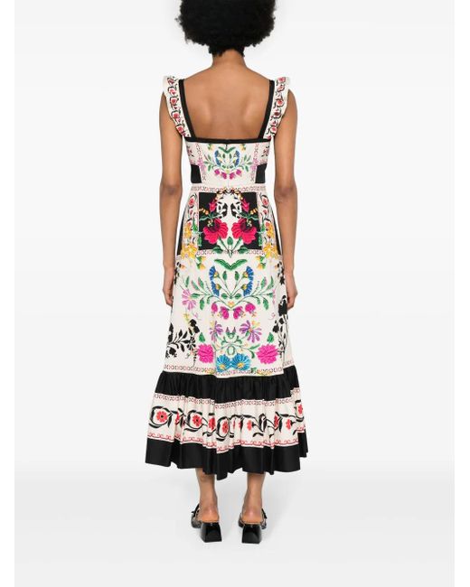 LaDoubleJ White Floral Gingerbread Midi Dress