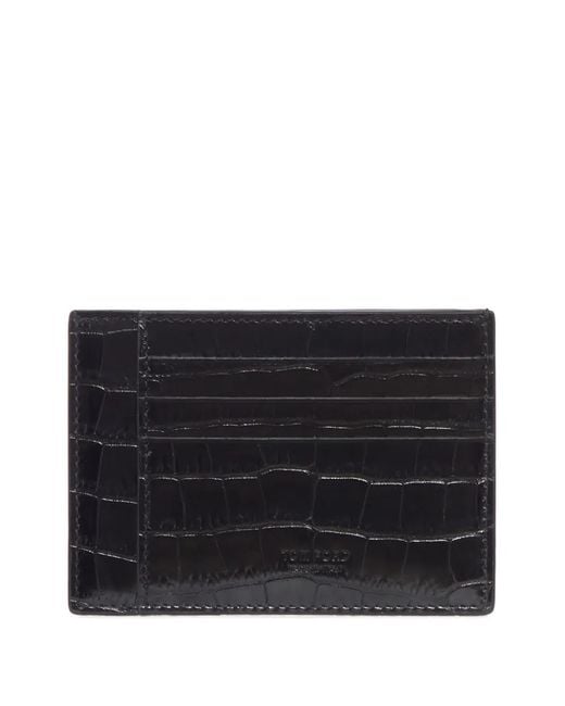 Tom Ford Black Crocodile-Effect Leather Wallet for men