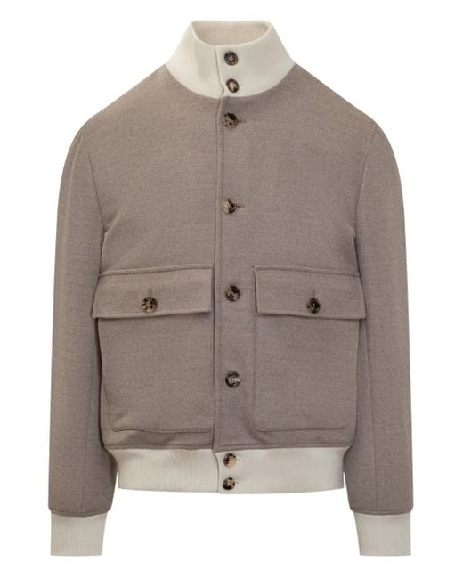 メンズ Brunello Cucinelli パッチポケット ボンバージャケット Brown