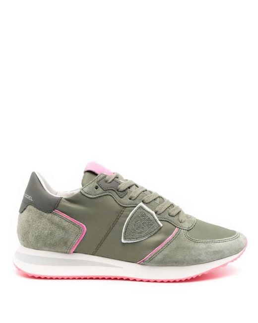 Philippe Model Gray Tropez Suede-Panelled Sneakers