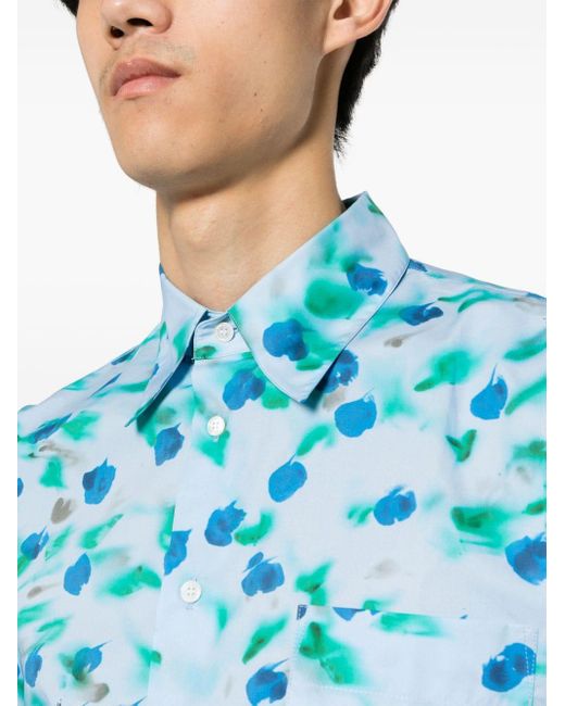 Marni Blue Reverie-print Cotton Shirt for men