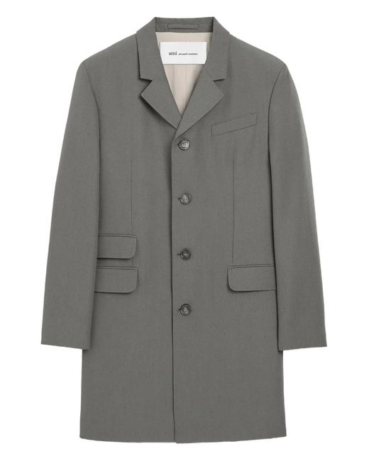 AMI Gray Buttoned Coat for men