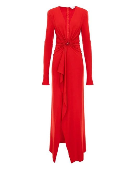 CuAnna Red Katherina Ring-Detail Maxi Dress