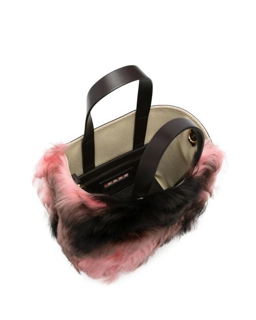 Marni Black Museo Soft Shearling Tote Bag