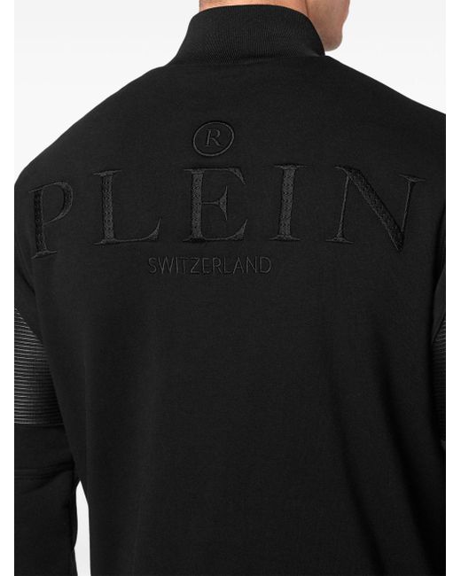 Philipp Plein Black Logo-appliqué Panelled Tracksuit for men
