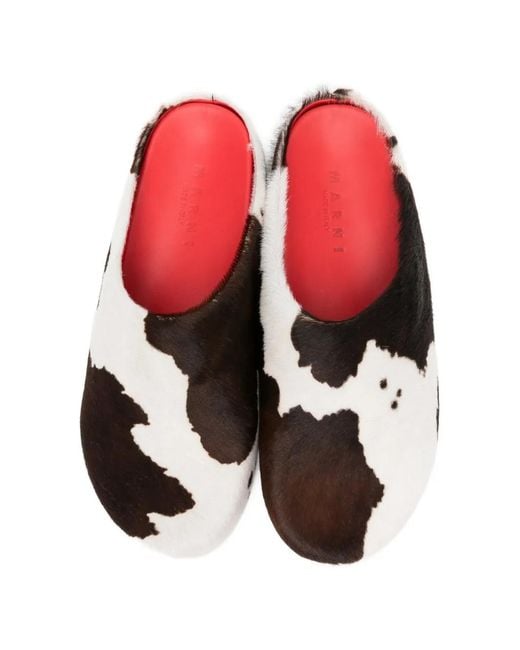Marni Fußbett Sabot Mit Kuh-Print in White für Herren