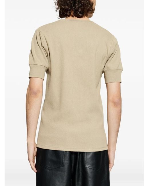 Lemaire Natural Half-Button Short-Sleeve T-Shirt for men