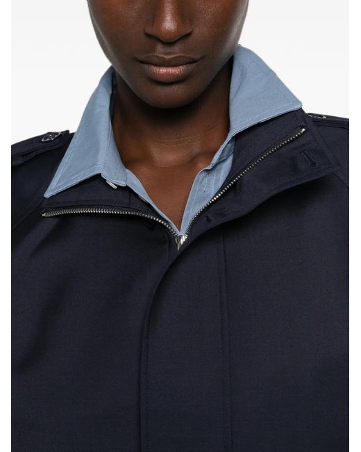 Frankie Shop Blue Kelly Epaulette-Detail Zip-Up Jacket