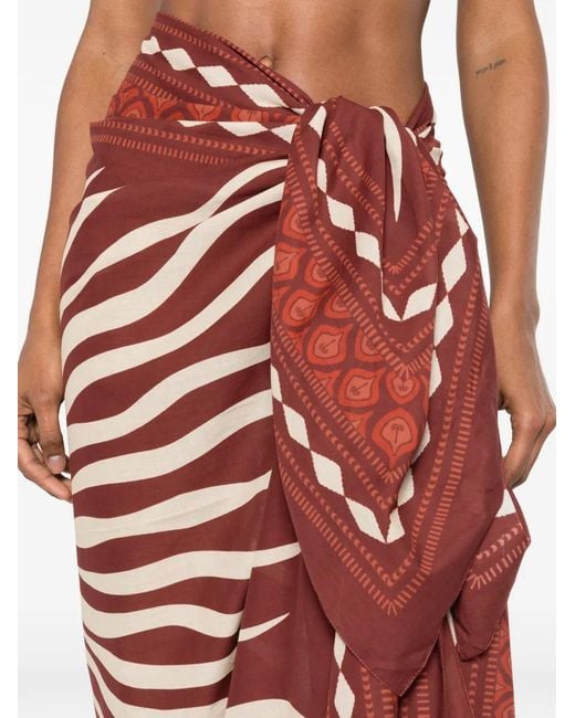 Johanna Ortiz Red Golden Horizon Pareo Skirt