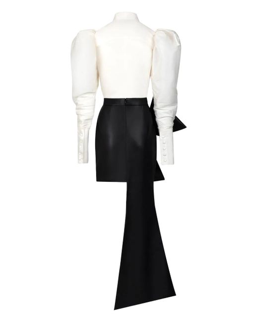 Gaby Charbachy Black Puff-Sleeve Bow-Detail Jumpsuit
