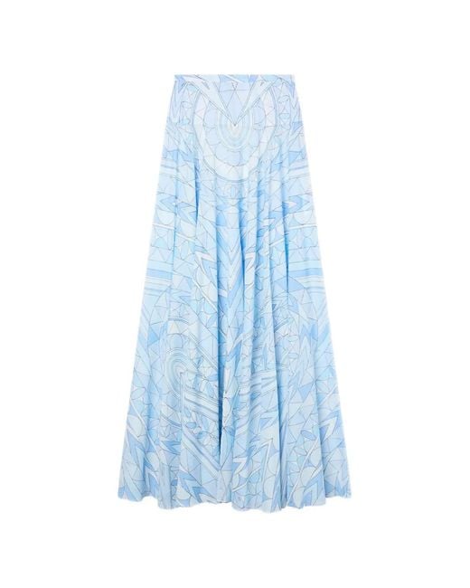 Emilio Pucci Blue Jupe Longue Manuba À Imprimé Géométrique