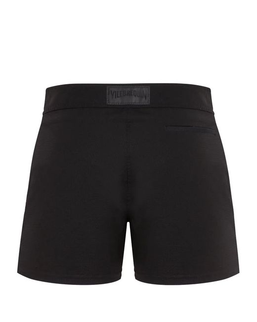 Vilebrequin Black Midnight Logo-Patch Swim Shorts for men