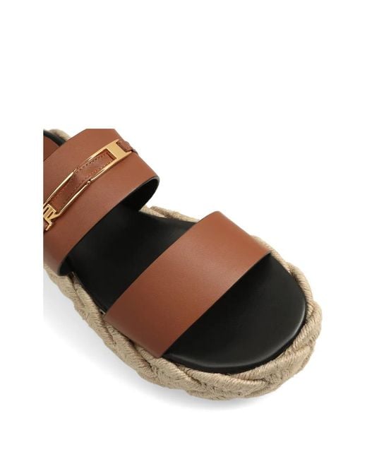 Sergio Rossi Brown Bitt Platform Sandals