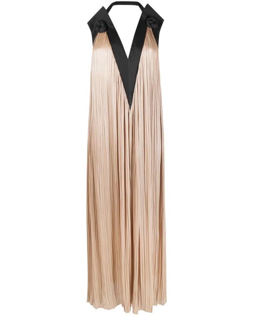 V:PM ATELIER Natural Two-Tone Open-Back Maxi Dress