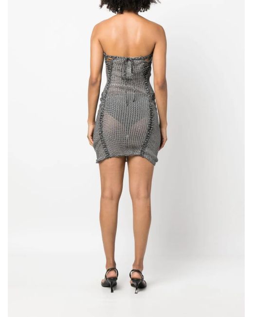 Isa Boulder Gray Crochet Knit Dress