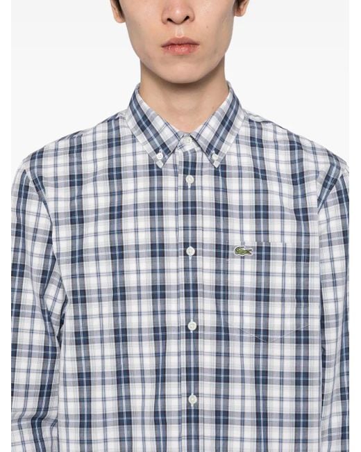 メンズ Lacoste チェック シャツ Blue