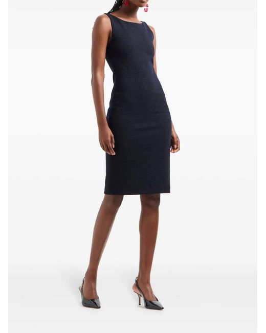 Emporio Armani Blue Wool-Cotton Blend Tube Dress