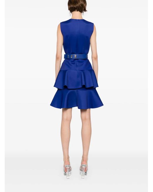 Saiid Kobeisy Blue Ruffled Mini Dress