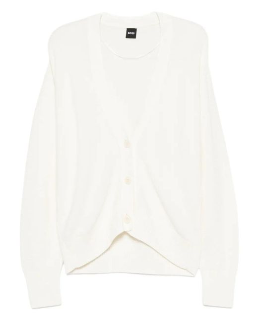 Boss White Button-Front Cardigan