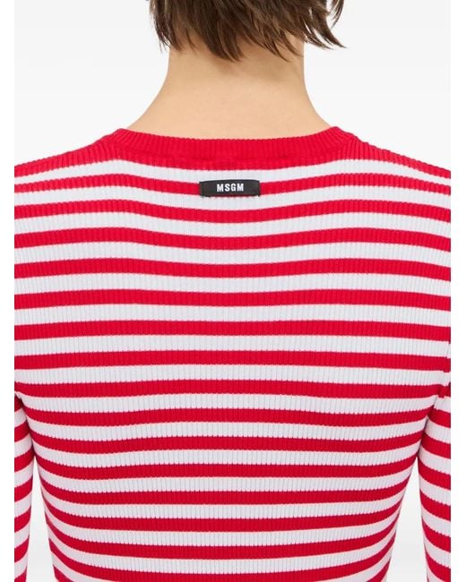 MSGM Red Striped Ruffled Knitwear