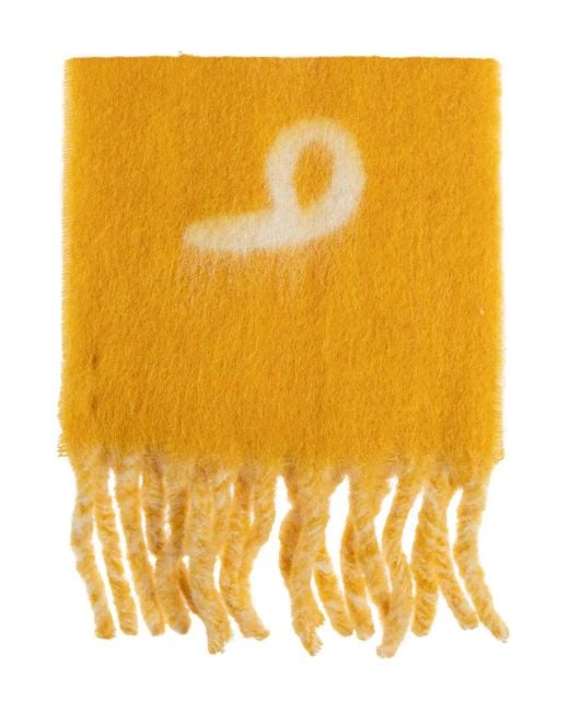 Sciarpa Con Frange E Logo di Burberry in Yellow