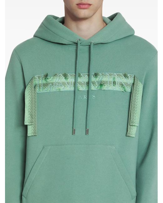 Lanvin Green Curb-Lace Hoodie for men