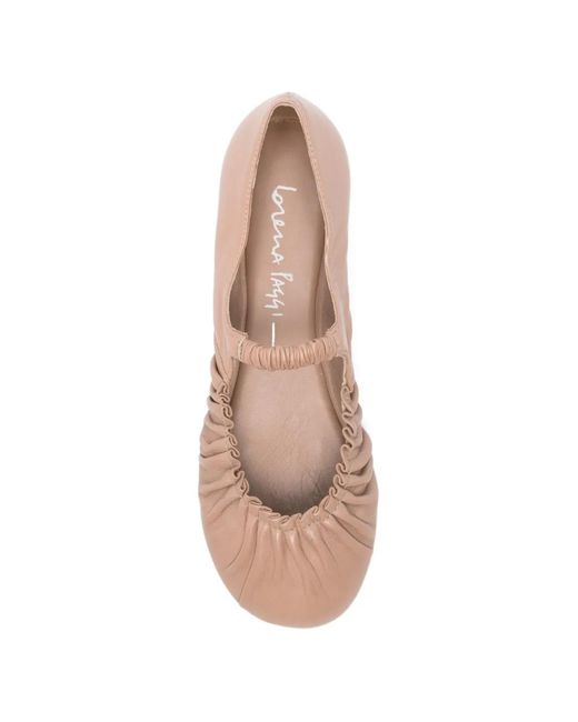 LORENA PAGGI Pink Ruched-Strap Ballet Flats