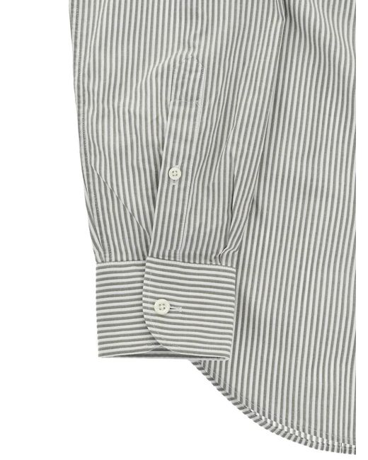 Corneliani Gray Striped-Pattern Shirt for men