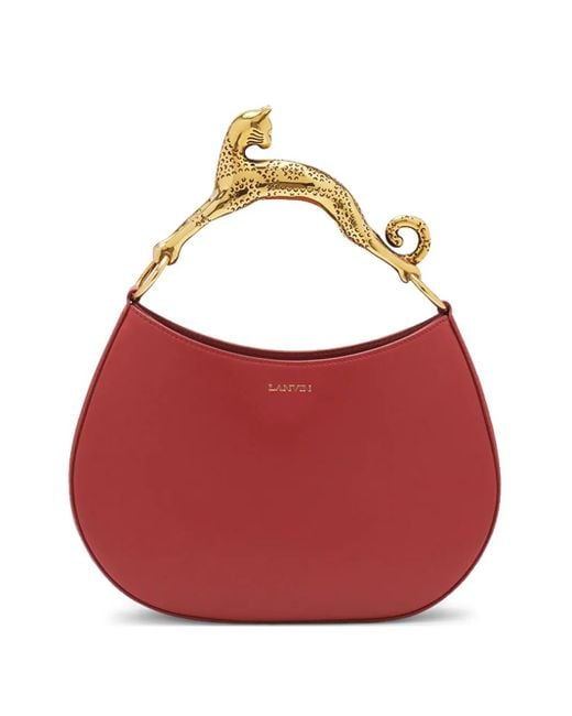 Lanvin Red Embellished-Handle Tote Bag