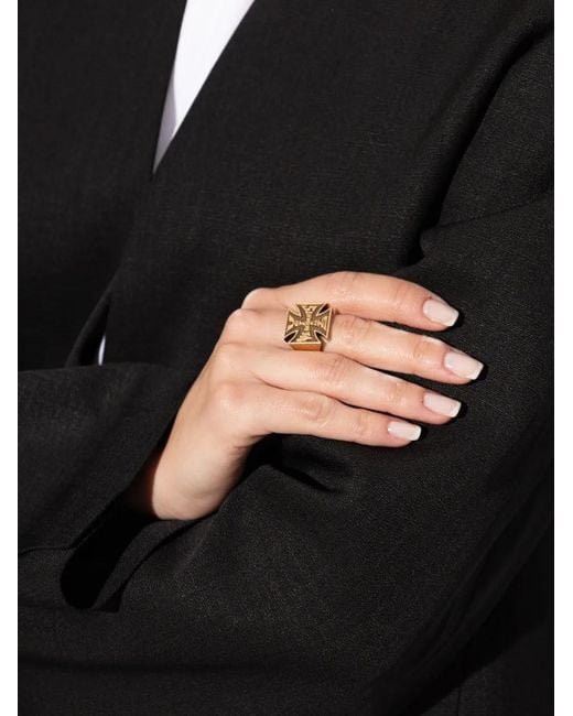 Vetements Metallic Bague À Design Croisé