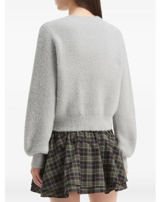 B+ AB Gray Embellished-Button Cardigan